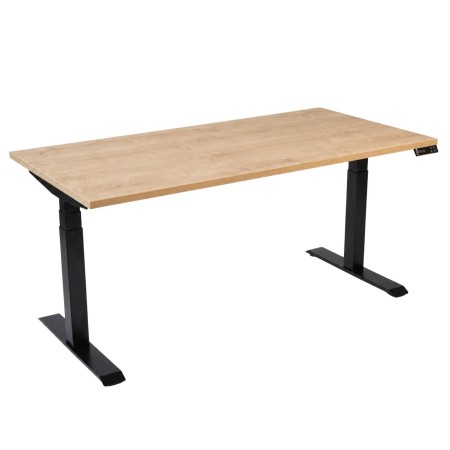 Bureau assis-debout plateau bois 169 chêne miel et piètement noir modèle Move-Up - monbureau