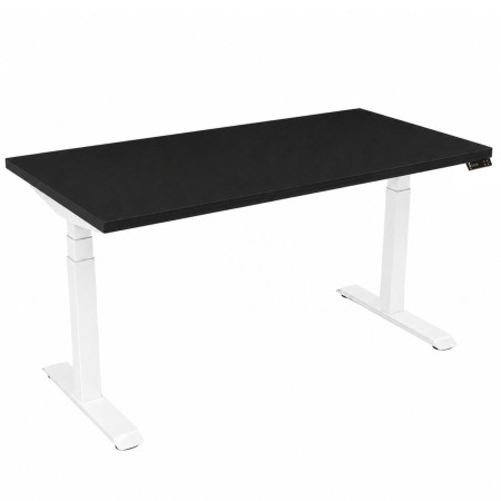 Bureau assis-debout plateau 08 noir et piètement blanc modèle Move-Up - monbureau