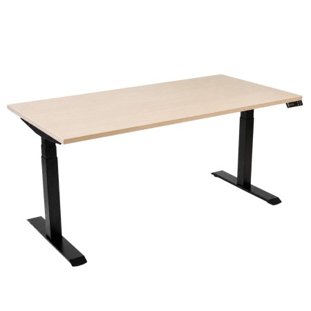 Bureau assis-debout plateau bois 31 chêne canadien et piètement noir modèle Move-Up - monbureau