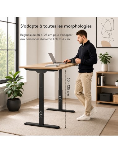 Bureau assis-debout Move-Up pour personnes de 1,50 m à 2 m - monbureau