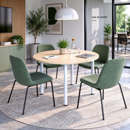 Table ronde de conférence avec plateau finition bois - OPTIMA 2