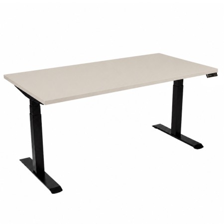 Bureau assis-debout plateau PA19 Gris sable et piètement noir modèle Move-Up - monbureau