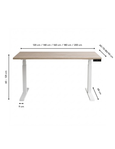 Dimensions du bureau réglable en hauteur Move-Up de monbureau