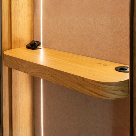 Tablette en chêne et éclairage LED de la cabine acoustique Haven One