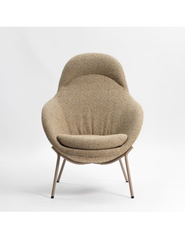 Vue arrière du fauteuil rembourré avec piètement métallique - Vieni