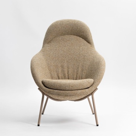 Vue arrière du fauteuil rembourré avec piètement métallique - Vieni
