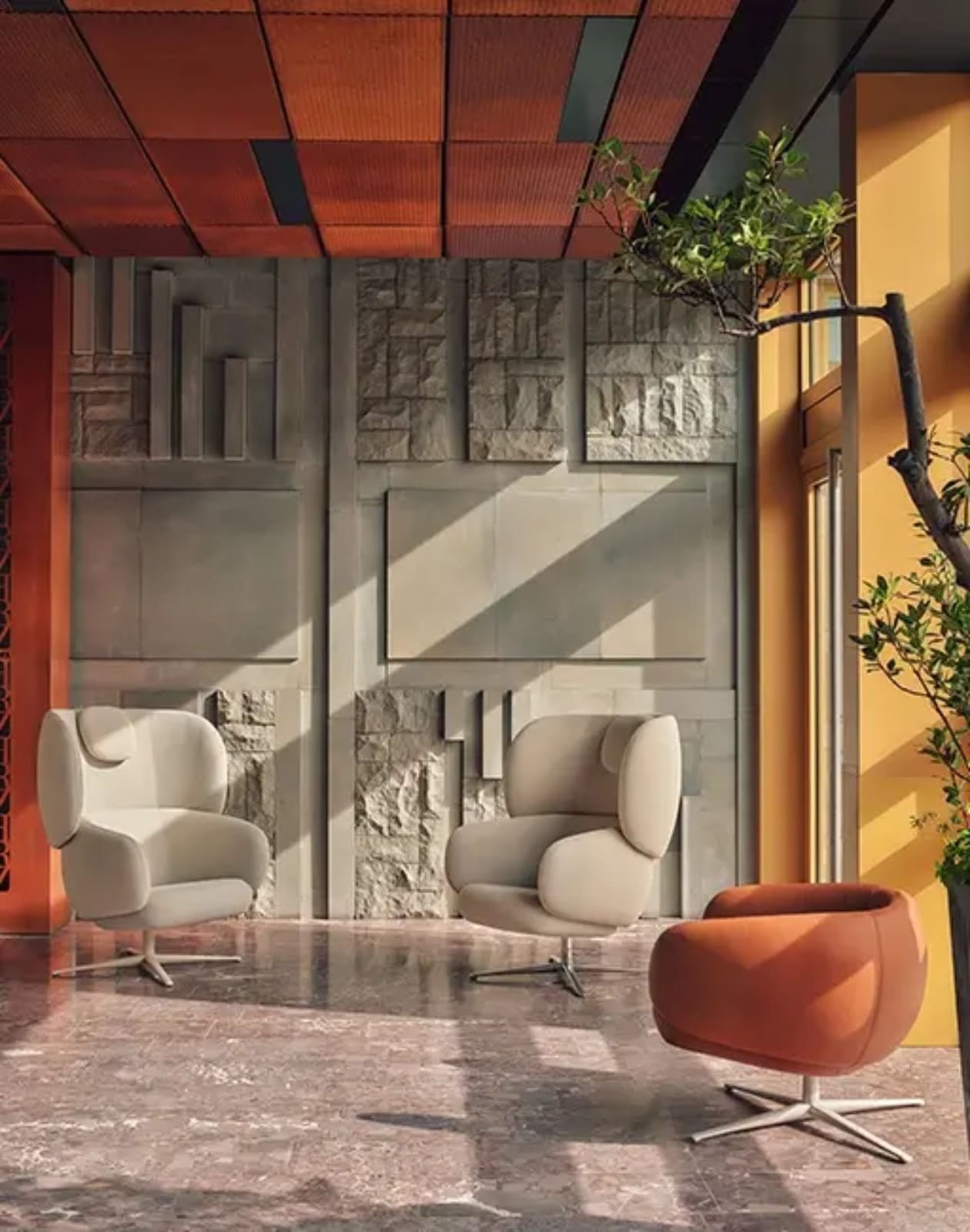 Fauteuil lounge design Grand Grace pour espace d’accueil professionnel à Genève